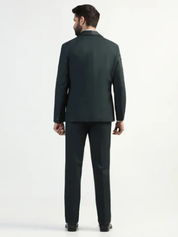 Three Piece Green Textured Formal Suit – Macren