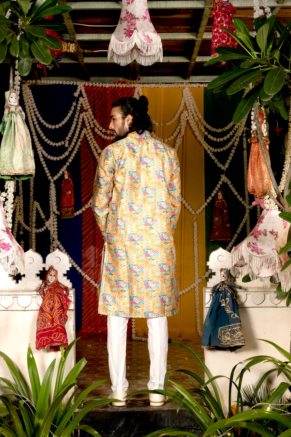 Multi Color Kurta Pajama Set For Men - Image 3