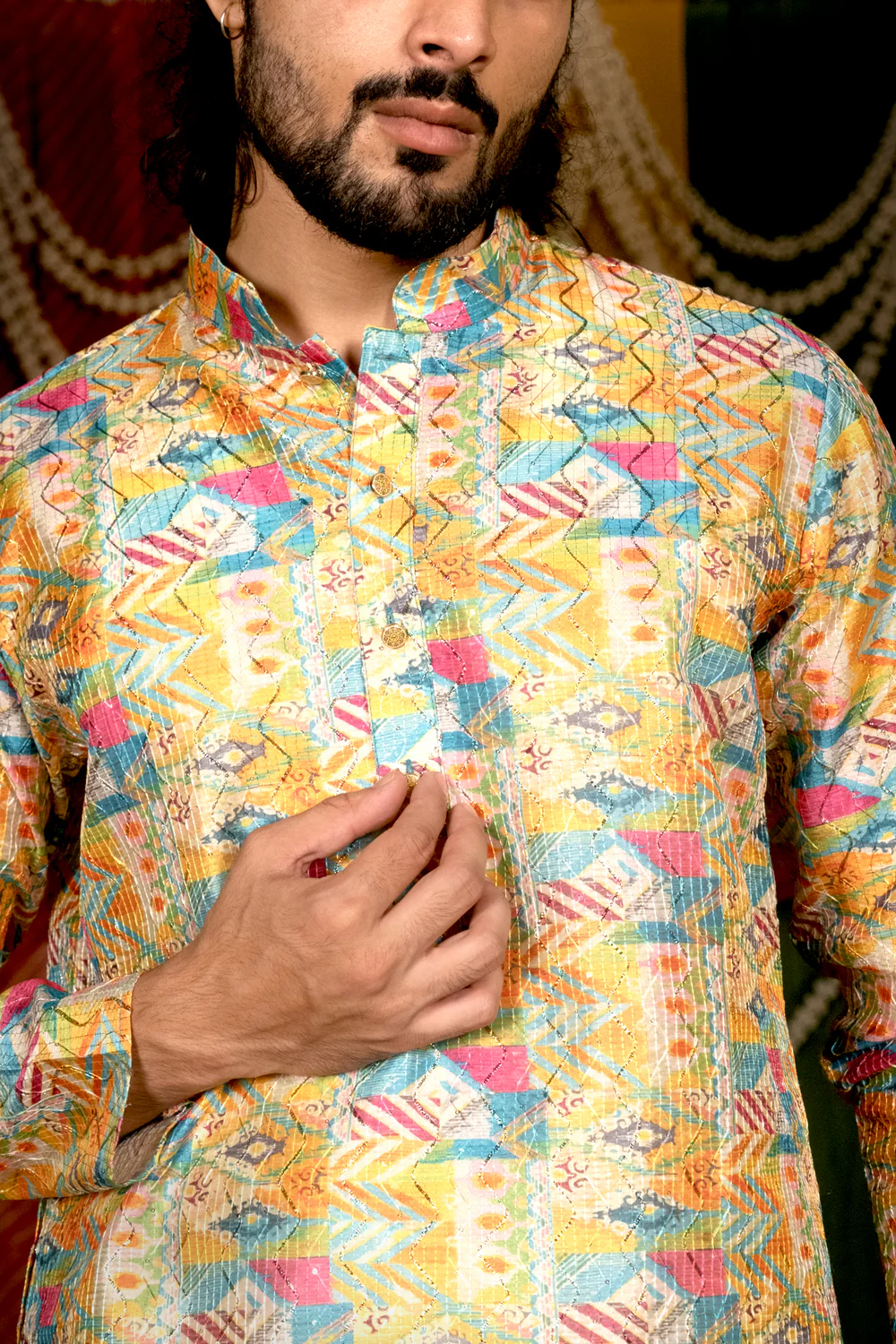 Multi Color Kurta Pajama Set For Men - Image 4